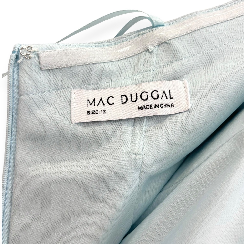 Mac Duggal NEW Blue Strapless Trumpet Gown w/ 3D Rhinestone Flower $598 Size 12 - Picture 14 of 16